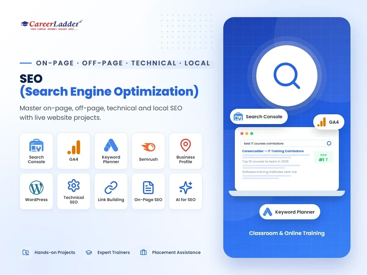 SEO (Search Engine Optimization) course at CareerLadder